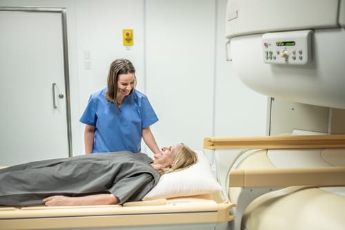Patient having an MRI scan when the cause of heel pain is unclear